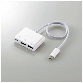 エレコム｜ELECOM 映像変換アダプタ [USB-C オス→メス HDMI /USB-A＋USB-Cメス給電 /USB Power Delivery対応 /60W] 4K(iPadOS/Mac/Windows11対応) ホワイト DST-C13WH【rb_pcacc】