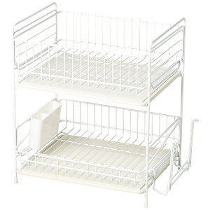 【エントリーで最大全額ポイント還元|11/5迄】 パール金属|PEARL METAL スキット 珪藻土トレー水切りラック2段 ホワイト HB-4987