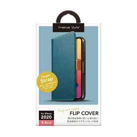 PGA｜ピージーエー iPhone 12 mini 5.4インチ対応フリップカバー PUレザーダメージ加工 ブルー Premium Style ブルー PG-20FFP01BL