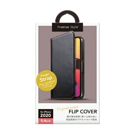 PGA｜ピージーエー iPhone 12 mini 5.4インチ対応フリップカバー PUレザーダメージ加工 ブラック Premium Style ブラック PG-20FFP02BK