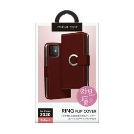PGA｜ピージーエー iPhone 12 mini 5.4インチ対応リングフリップカバー レッド Premium Style レッド PG-20FFP06RD