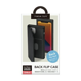 PGA｜ピージーエー iPhone 12 mini 5.4インチ対応バックフリップケース ブラック Premium Style PG-20FPU01BK