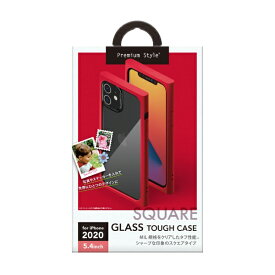 PGA iPhone 12 mini 5.4インチ対応ガラスタフケース スクエアタイプ レッド Premium Style レッド PG-20FGT06RD