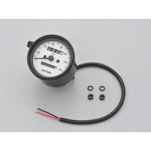 デイトナ|DAYTONA 機械式スピードメーター φ60 ホワイトLED照明 ブラックボディ/ホワイトパネル 140km/h 15624