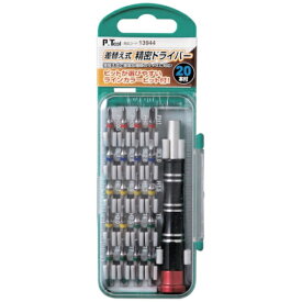 イチネンミツトモ｜ICHINEN MITSUTOMO P・TOOL　差替え式精密ドライバー組　ラインカラービット20本付 13944