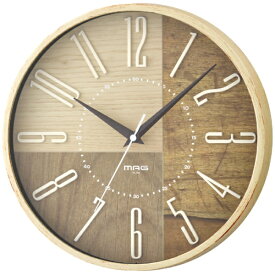 MAG｜マグ クラフト感のあるウッド調の電波時計 ココア W-769 IV-Z [電波自動受信機能有]