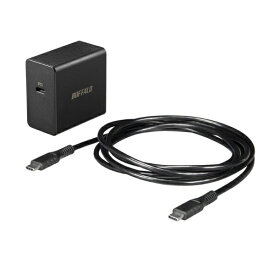 BUFFALO｜バッファロー AC - USB充電器 ＋USB-C⇔USB-Cケーブル ノートPC・タブレット対応 45W [1ポート：USB-C /USB Power Delivery対応] ブラック BSACPD4500BK