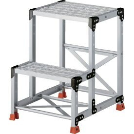 トラスコ中山｜TRUSCO NAKAYAMA TRUSCO　作業用踏台　アルミ製・グレーチング仕様　SUS金具　2段　高さ0．7m　天板500×400 TSFGR-257