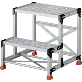 トラスコ中山｜TRUSCO NAKAYAMA TRUSCO　作業用踏台　アルミ製・グレーチング仕様　SUS金具　2段　高さ0．6m　天板600×400 TSFGR-266