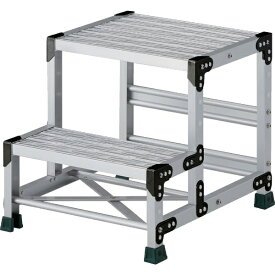 トラスコ中山｜TRUSCO NAKAYAMA TRUSCO　作業用踏台　アルミ製・グレーチング仕様　SUS金具　2段　高さ0．5m　天板500×400 TSFGR-255