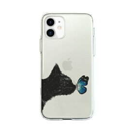 ROA｜ロア iPhone 12 mini 5.4インチ対応ソフトクリアケース ネコと蝶々