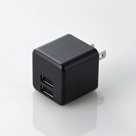 【エントリーで最大全額ポイント還元｜7/18迄】 ELECOM｜エレコム AC充電器 スマホ・タブレット用 2.4A出力 おまかせ充電搭載 キューブ型 ブラック MPA-ACU11BK [2ポート /Smart IC対応]