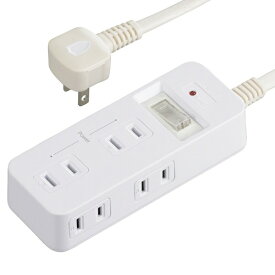 オーム電機｜OHM ELECTRIC 発煙ガードスイッチ付タップ 6個口 3m ホワイト HS-TP63HS3-W [3.0m /6個口 /スイッチ付き（一括）]