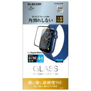 ELECOMbGR AbvEHb` KX یtB Apple Watch SE ( 2 / 1 ) / Series 6 / 5 / 4 [ 44mm ] tSʕی dx9H  0.23mm t[t wh~ Uh~ GA[X u