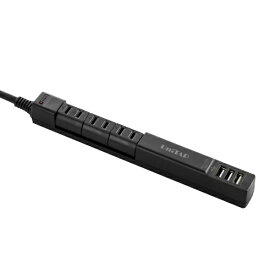プリンストン｜PRINCETON PPSR-UTAP6BBK　3ポートUSB給電機能付回転式3個口OAタップ USB給電ポート3個　ブラック UniTAP ブラック PPSR-UTAP6BBK [1.8m /3個口 /スイッチ無 /3ポート]