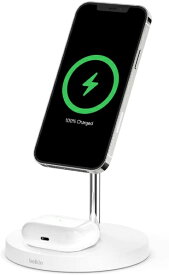 BELKIN｜ベルキン MagSafe急速充電対応 iPhone，AirPods 同時充電可能 2in1 ワイヤレス充電器 ホワイト WIZ010DQWH [15W]