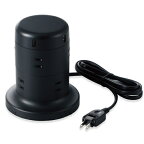 ELECOM｜エレコム タワー型タップ/縦型タップ/8個口/雷サージ付/2.0m TT-U01-0820BK [2.0m /8個口 /スイッチ無 /5ポート]