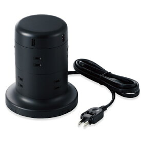 エレコム｜ELECOM タワー型タップ/縦型タップ/8個口/雷サージ付/2.0m TT-U01-0820BK [2.0m /8個口 /スイッチ無 /5ポート]