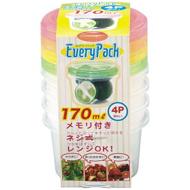 サンコープラスチック｜SANKO エブリーパック 浅型 No1 4P(カラフル) 21800 [約170ml/電子レンジ対応]