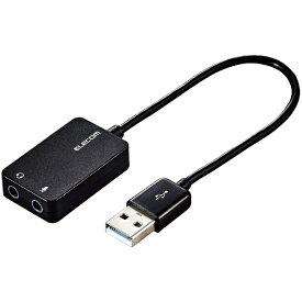 エレコム｜ELECOM オーディオ変換プラグ [USB-A オス→メス φ3.5mmx2] Windows11 Mac対応 ブラック USB-AADC02BK