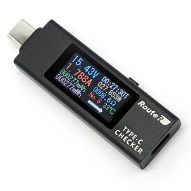ルートアール｜RouteR 〔USB-C〕 双方向・メタル筐体・多機能表示 USB Type-C電圧・電流チェッカー（ケーブルレスモデル） ブラック RT-TC4VABK