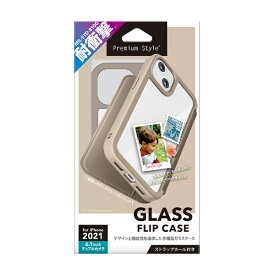 PGA｜ピージーエー iPhone 13 対応 6.1inch 2眼 ガラスフリップケース ベージュ Premium Style PG-21KGF02BE