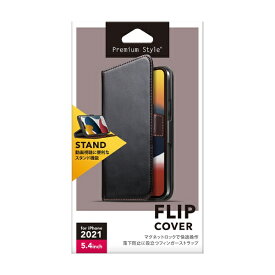 PGA｜ピージーエー iPhone 13 mini対応 5.4inch フリップカバー Premium Style ブラック PG-21JFP02BK