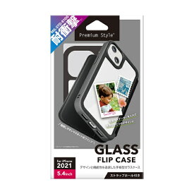 PGA iPhone 13 mini対応 5.4inch ガラスフリップケース Premium Style ブラック PG-21JGF01BK