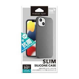 PGA｜ピージーエー iPhone 13 対応 6.1inch 2眼 抗菌スリムシリコンケース グレー Premium Style PG-21KSC02GY