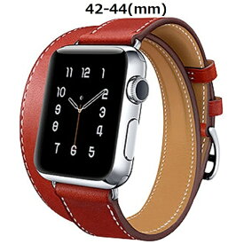 HanaRo｜ハナロ 二重巻きバンド／レッド AppleWatch44／42mm用交換バンド レッド HR-18SMW05-2-4