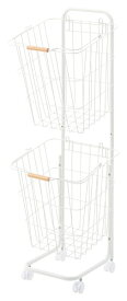東谷｜AZUMAYA バスケットワゴン（ホワイト/W37×D40×H107cm） LFS881WH【キャンセル・返品不可】