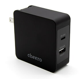 CHEERO｜チーロ ACアダプタ cheero ブラック CHE-328-BK [2ポート /USB Power Delivery対応]