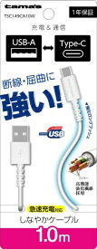 多摩電子工業｜Tama Electric Type-C to USB-A ロングブッシュケーブル ホワイト TSC149CA10W