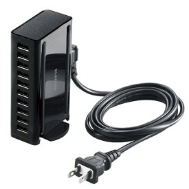 【エントリーで最大全額ポイント還元｜7/18迄】 ELECOM｜エレコム AC充電器/USB充電/卓上多ポート/60W/A10ポート/縦横置 ブラック EC-ACD04BK [10ポート]
