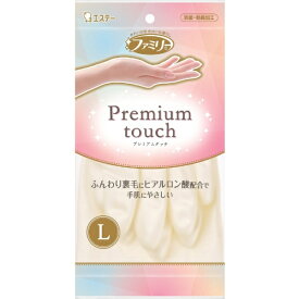 エステー｜S.T ファミリー プレミアムタッチ ヒアルロン酸配合 Lサイズ パールホワイト 1組 [家庭用手袋 ビニール 手袋] パールホワイト ST71209