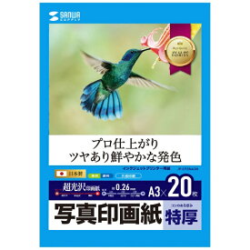 サンワサプライ｜SANWA SUPPLY 〔インクジェット〕写真印画紙・特厚 0.26mm [A3 /20枚] JP-EP2NA3N