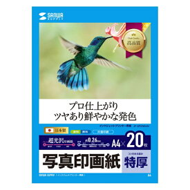 サンワサプライ｜SANWA SUPPLY 〔インクジェット〕写真印画紙・特厚 0.26mm [A4 /20枚] JP-EP2NA4N