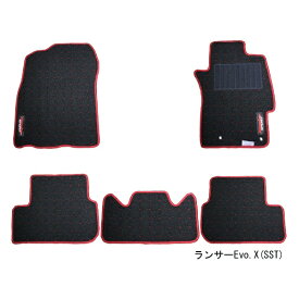 monsterSPORT｜モンスタースポーツ フロアマット ランサーエボリューション10/ランサーEvo.X[CZ4A]SST車用(*1型寒冷地仕様対応) ブラック×レッド 3PSQ16