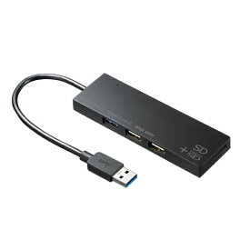 サンワサプライ｜SANWA SUPPLY ［USB-A オス→メス カードスロットx2 / USB-Ax3］変換アダプタ ブラック USB-3HC316BKN