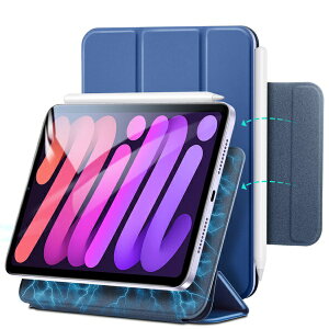 イーエスアール|ESR 8.3インチiPad mini (A17 Pro、第6世代)用 Rebound マグネットケース Pencil収納 折りたたみ式 ネイビーブルー