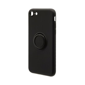 ラスタバナナ｜RastaBanana iPhoneSE（第3・2世代）/8/7 TPUリングケース ケース カバー ソフトケース TPU スマホリング付き 落下防止 スタンド ストラップホール ブラック 6856IP247TP