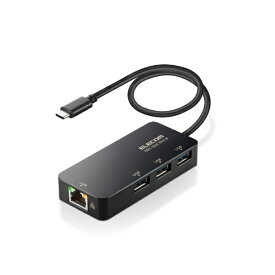 ELECOM｜エレコム LAN変換アダプタ [USB-C オス→メス LAN /USB-Ax3] 1Gbps対応(Windows11対応/Mac) ブラック EDC-GUC3H2-B [1Giga対応]