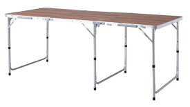 東谷｜AZUMAYA フォールディングテーブルワイド（W180×D80×H54/62/70cm） ODL-558 ブラウン