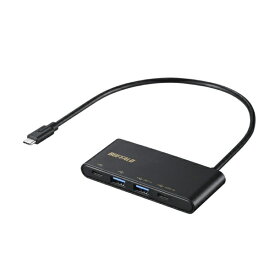 BUFFALO｜バッファロー BSH4U500C1PBK USB-C → USB-C＋USB-A 変換ハブ (Chrome/Mac/Windows11対応) ブラック [バスパワー /4ポート /USB 3.2 Gen2対応 /USB Power Delivery対応]