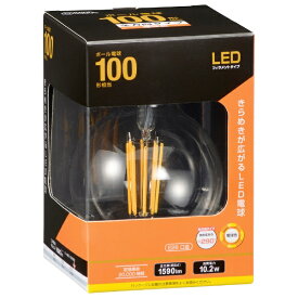 オーム電機｜OHM ELECTRIC LED電球 フィラメントタイプ LDG10LC6 [E26 /ボール電球形 /100W相当 /電球色 /1個 /全方向タイプ]