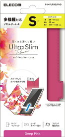 ELECOM｜エレコム スマートフォン用マルチレザーケース/スライド式/手帳型/UltraSlim/Flowers/薄型/磁石付キ/Sサイズ ディープピンク P-04PLFUSJPND