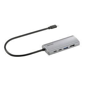 BUFFALO｜バッファロー ［USB-C オス→メス HDMI / LAN / USB-A / USB-Cx2］ USB PD対応 100W ドッキングステーション シルバー LUD-U3-CGHDSV [USB Power Delivery対応]