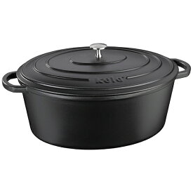 ケラ｜Kela ココットオーバル 36×29cm 9.5L ブラック 両手 鋳物 ホーロー IH対応 オーブン対応 電子レンジ対応 Calido 12474【処分品の為、外装不良による返品・交換不可】
