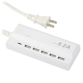 オーム電機｜OHM ELECTRIC USB_ACチャージャー TypeA×5＋TypeC 1.5m SMP-U5C62E3-W [1.5m /スイッチ無 /5ポート]