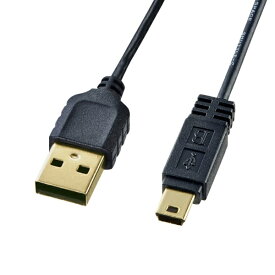 サンワサプライ｜SANWA SUPPLY USB-A ⇔ mini USBケーブル [転送 /2.5m /USB2.0] 極細 ブラック KU-SLAMB525BKK